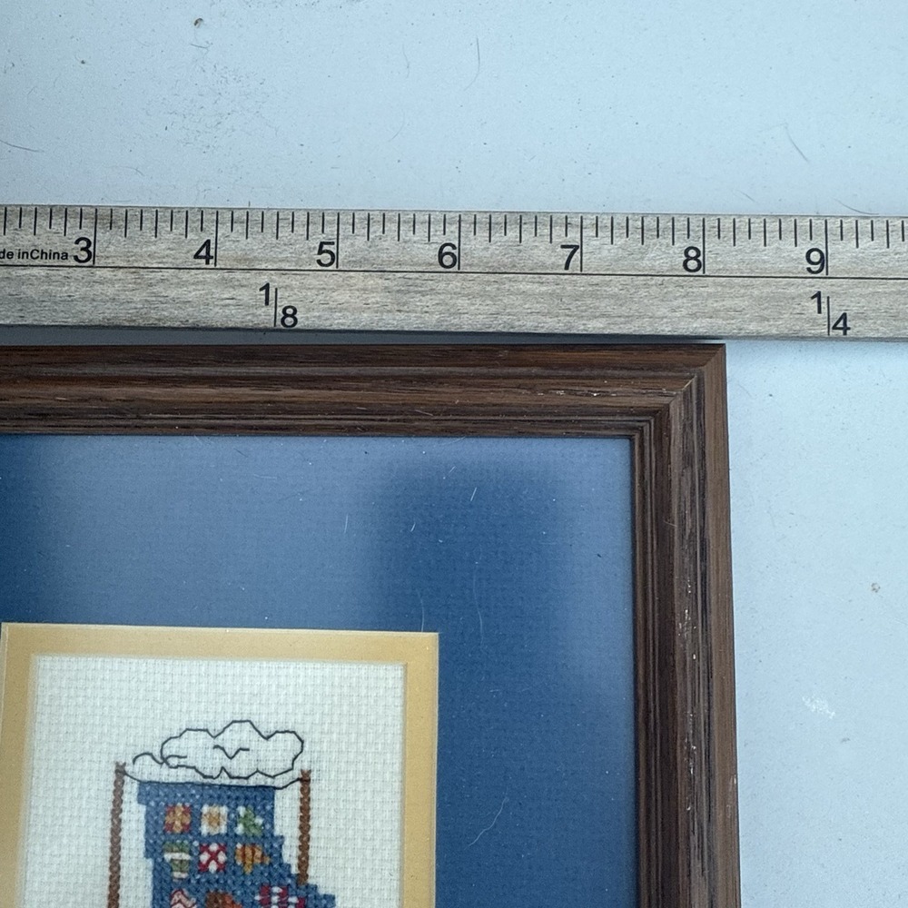 Mini Needlepoint Art Framed And Matted Of A Quite Country Chic Handmade - Picture 7 of 7